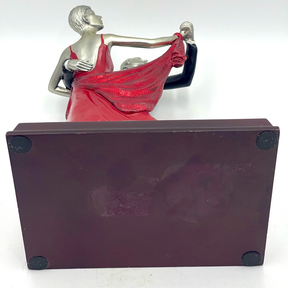 Vintage Art Deco Ballroom Dancing Couple; 10 1/2” Ceramic Statue on Wood Base - Picture 11 of 15